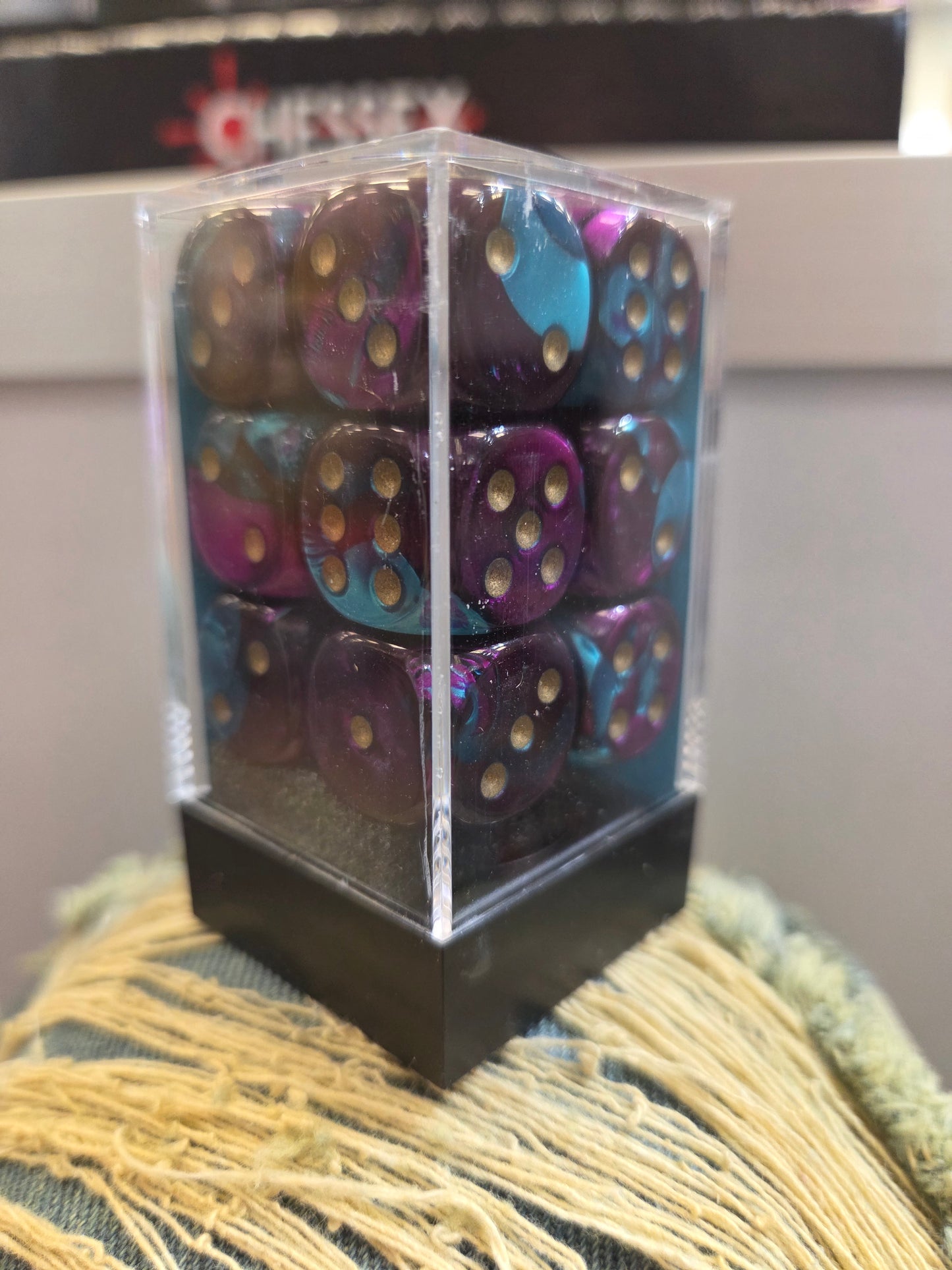 Chessex Dice Purple-Teal/Gold set of 12 16mm D6