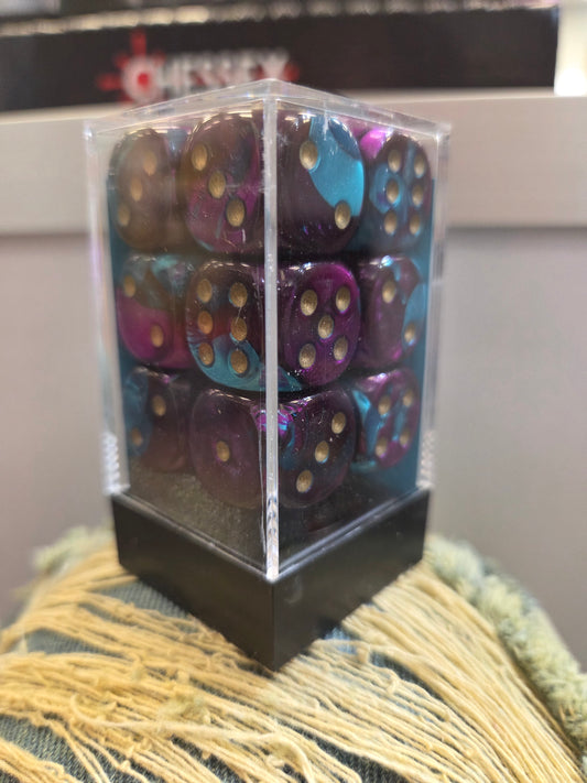 Chessex Dice Purple-Teal/Gold set of 12 16mm D6