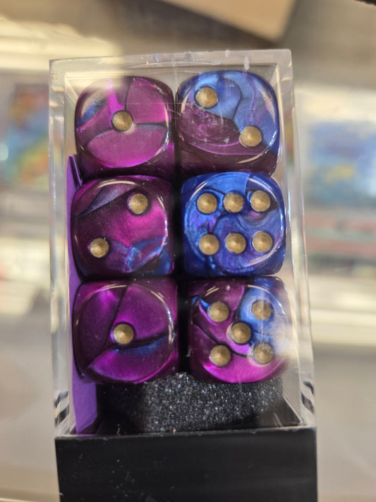 Chessex Dice Blue-Purple/Gold set of 12 16mm D6