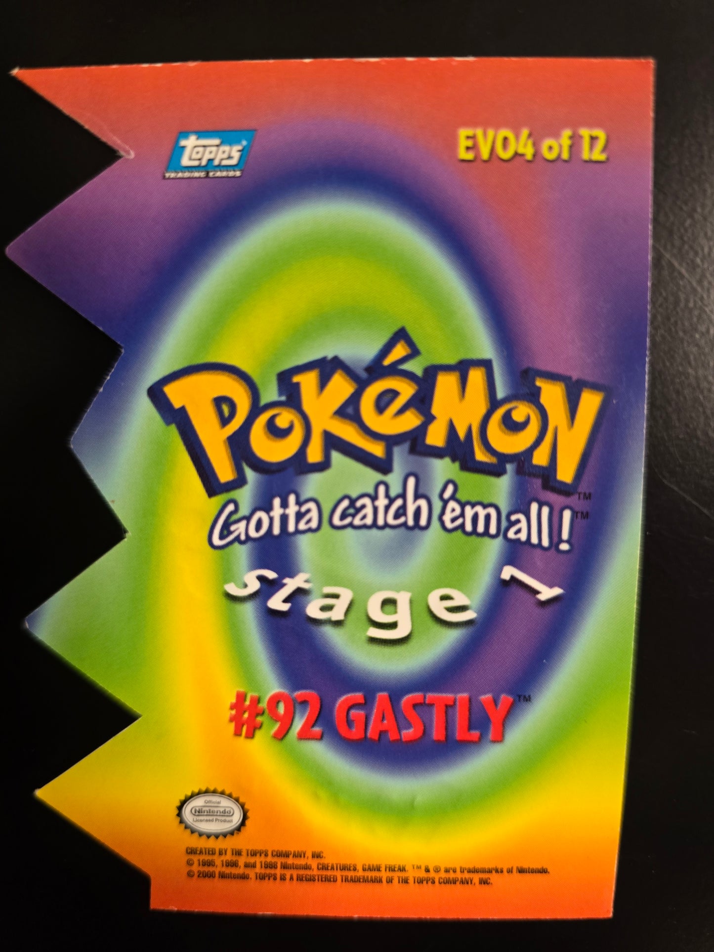 #92 Gastly Topps Trading Cards