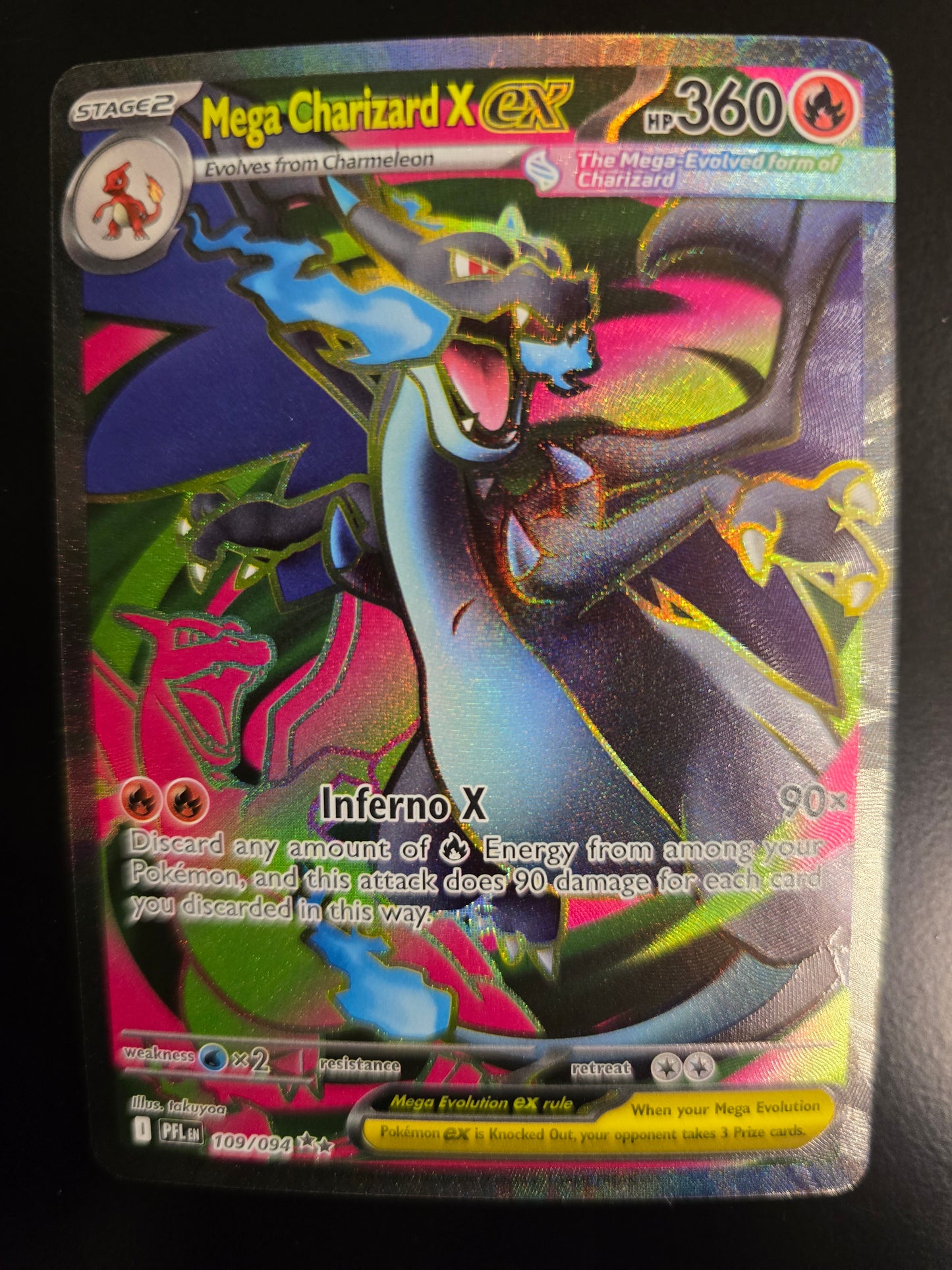 Mega Charizard X Ex 109/094 Phantasmal Flames Holofoil NM