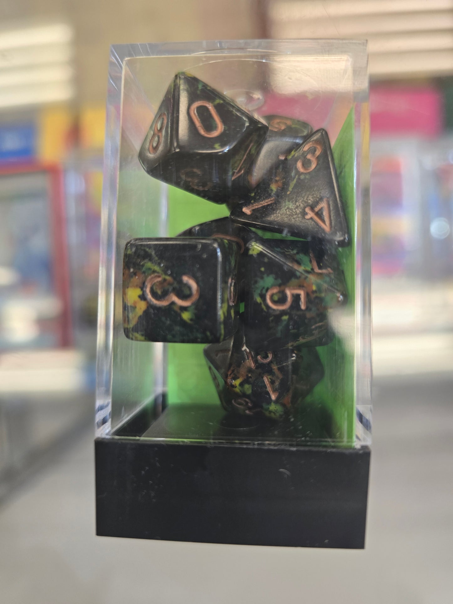 Chessex Brush Dice Polyhedral 7-Die Set Deep Forest/Gold