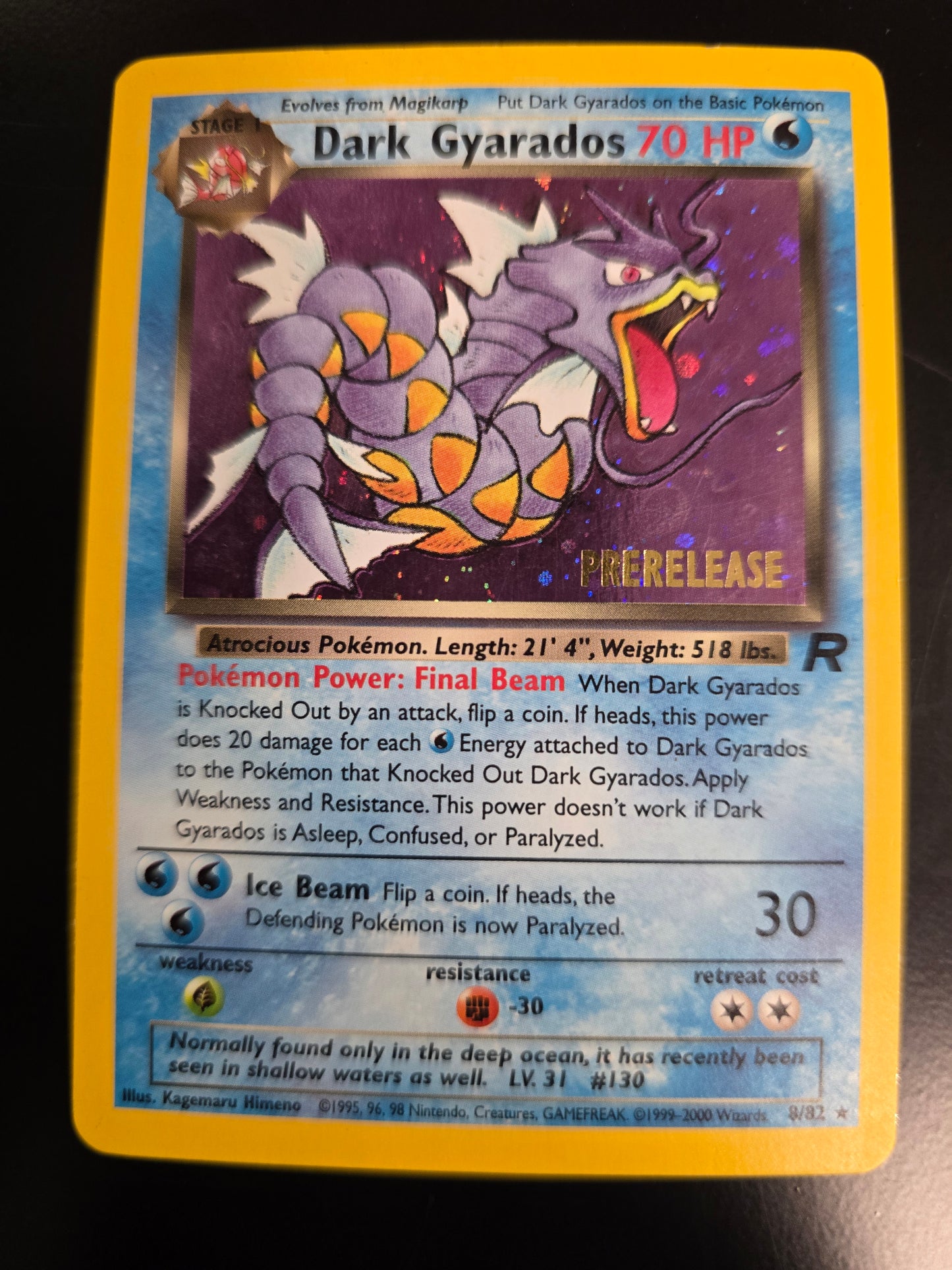 Dark Gyarados (Prerelease) 8/82 WOTC Promo Holofoil LP