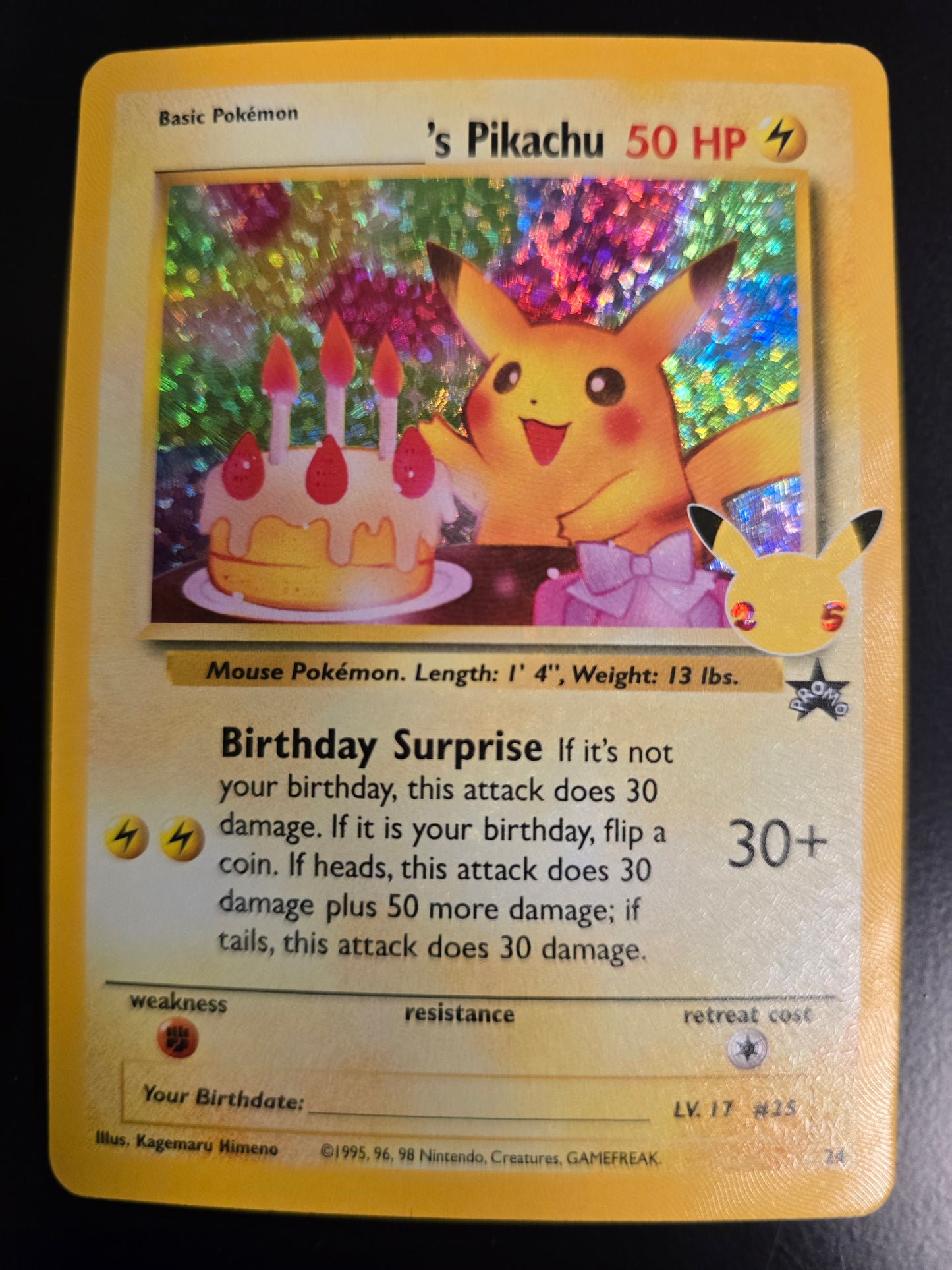 Birthday Pikachu 24 Celebrations: Classic Collection Holofoil NM