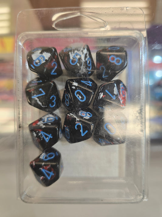 Chessex Brush Dice Set Of Ten D10 Dark Side/Blue