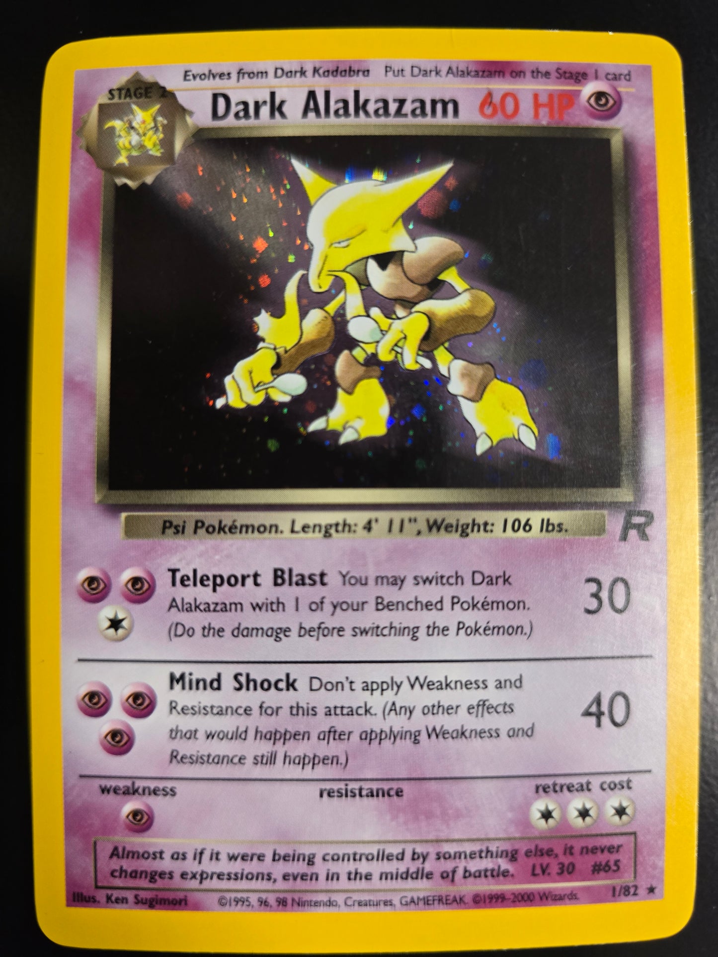 Dark Alakazam 1/82 Team Rocket Unlimited Holofoil NM