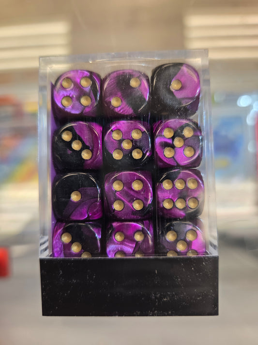 Chessex Dice Black-Purple/Gold set of 36 12mm D6