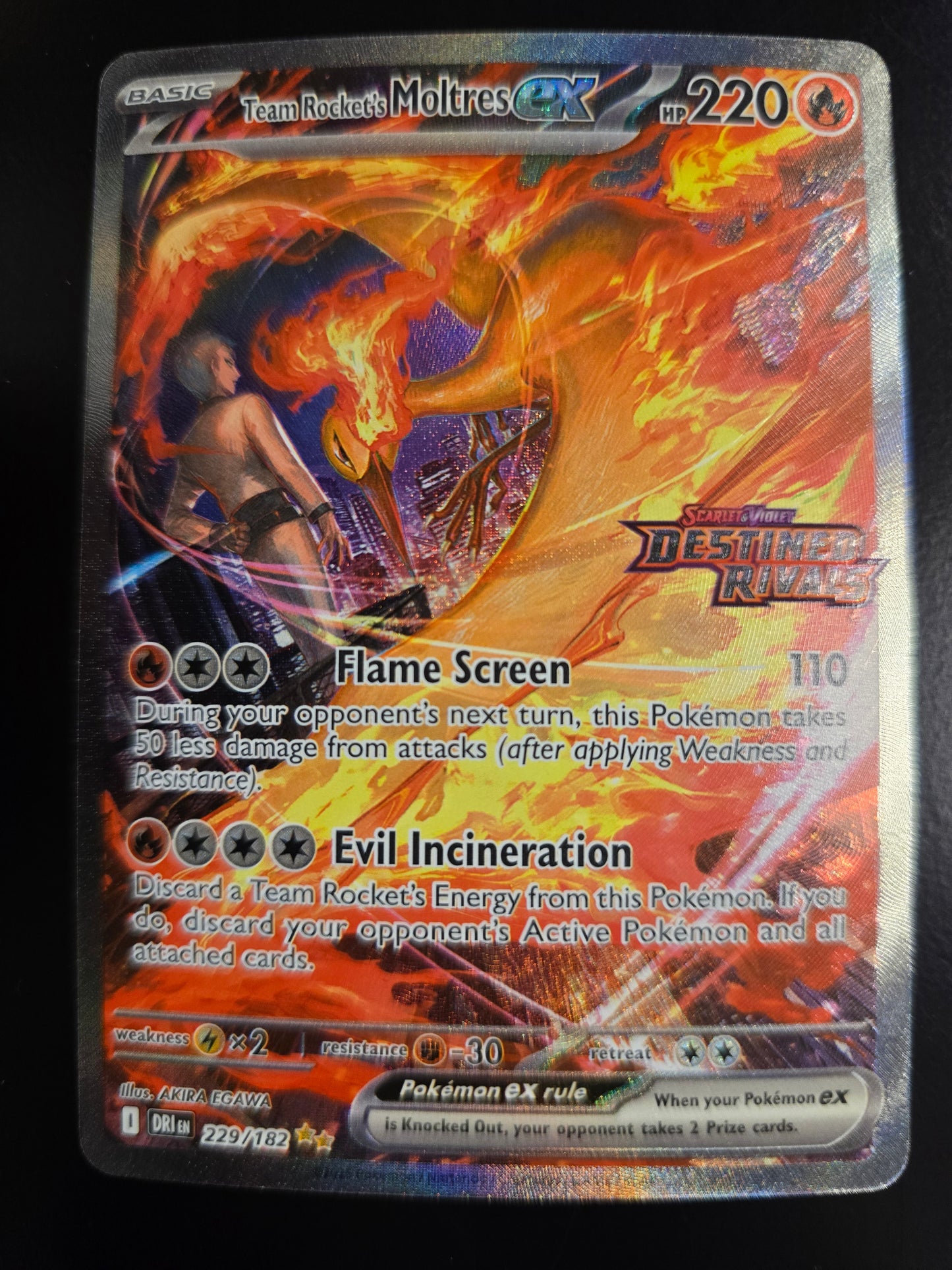Team Rocket's Moltres Ex 229/182 Miscellaneous Cards & Products Destined Rivals Stamp Holofoil NM