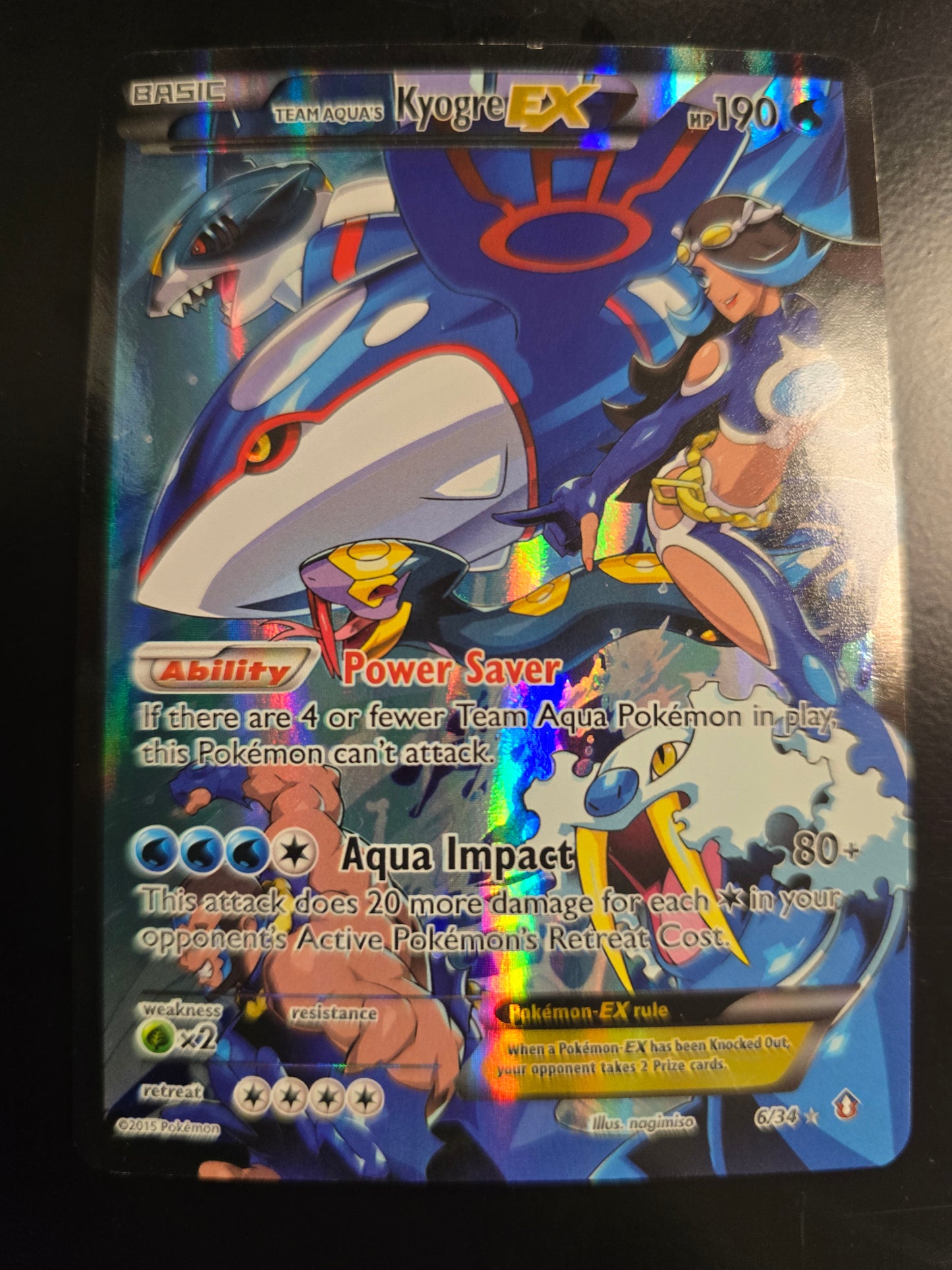 Team Aqua's Kyorge Ex 6/34 Double Crisis Holofoil NM