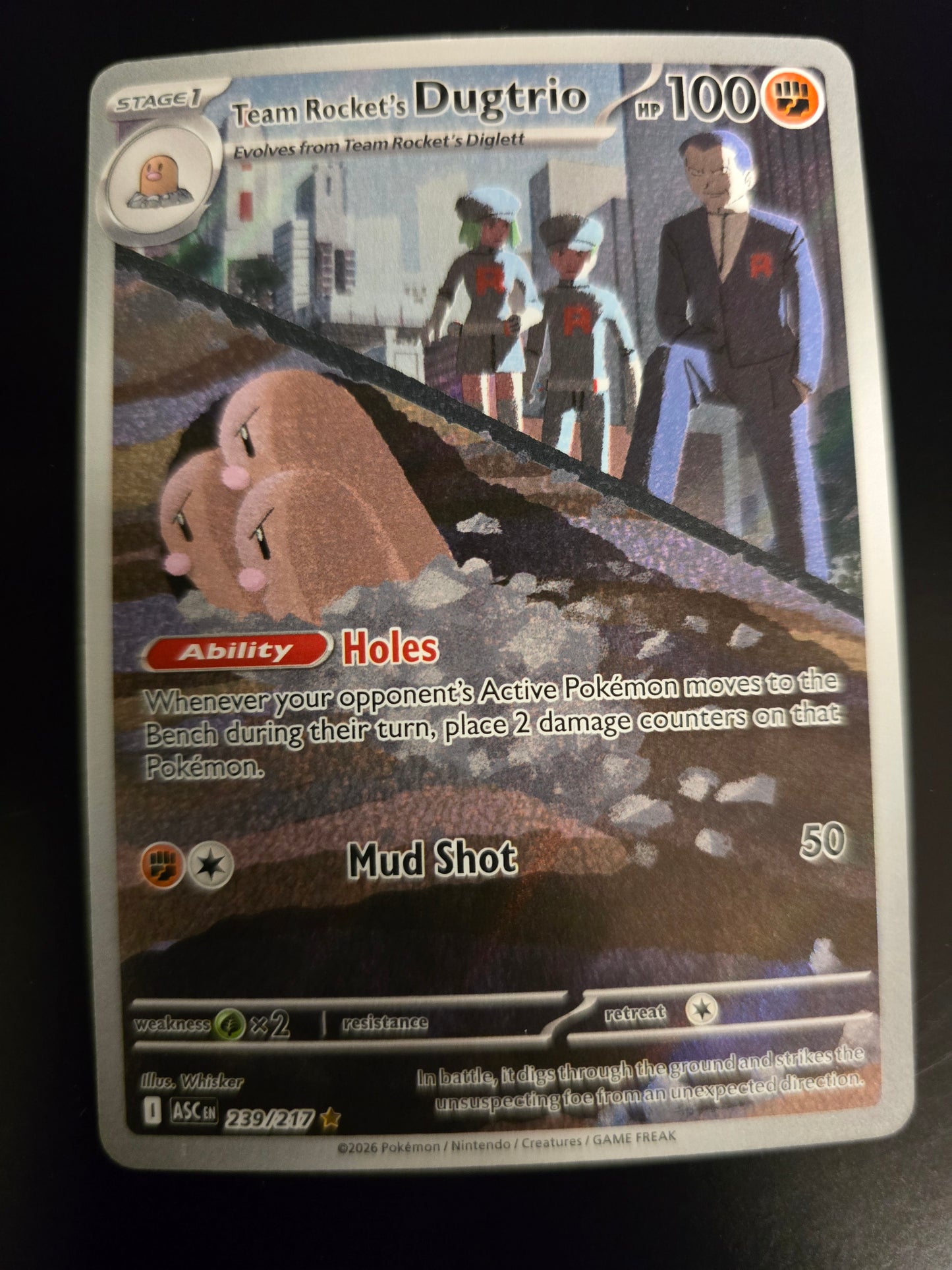 Team Rocket's Dugtrio 239/217 Ascended Heroes Holofoil NM