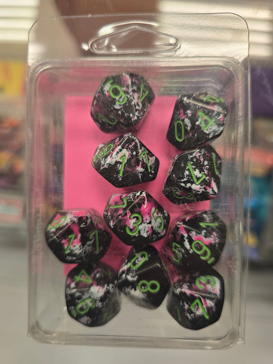 Chessex Brush Dice Set of Ten D10 Paintball/Green