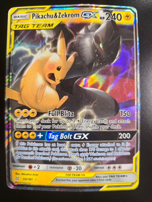 Tag Team Pikachu & Zekrom GX 33/181 SM Team Up Holofoil HP
