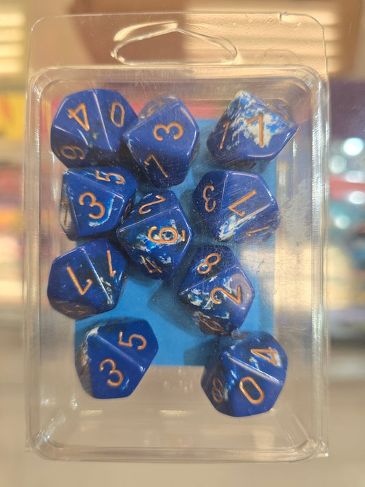 Chessex Brush Dice Set Of Ten D10 Wavebreak/Gold