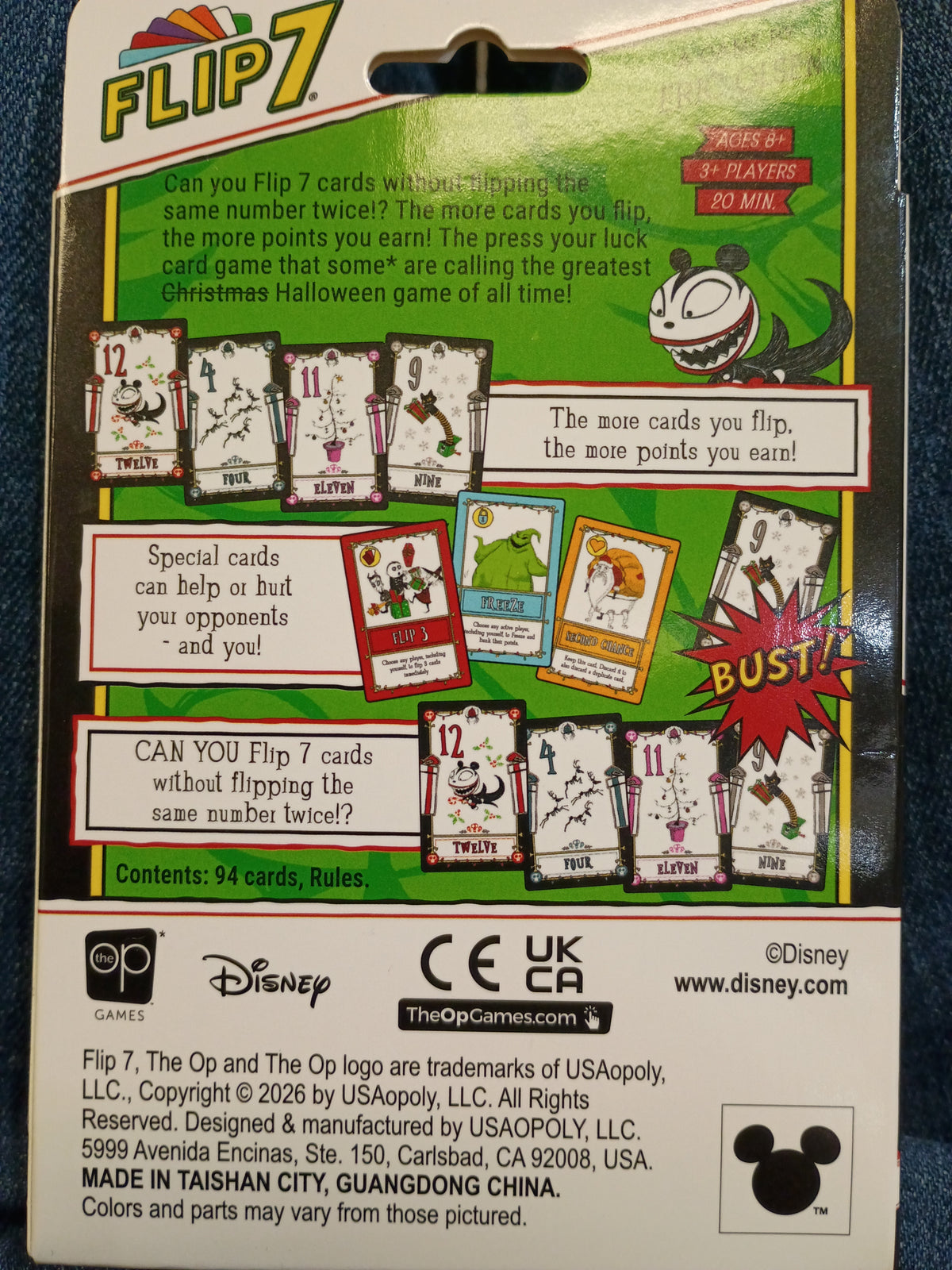 Tim Burtons The Nightmare before Christmas Flip 7 card Game
