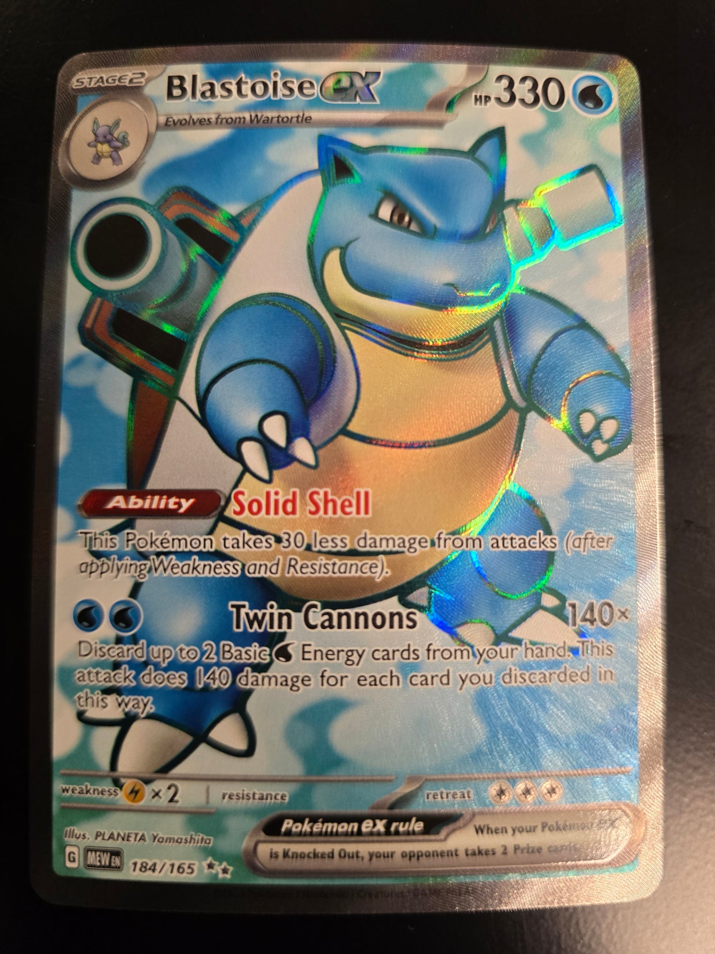 Blastoise Ex 184/165 Scarlet & Violet 151 Holofoil NM