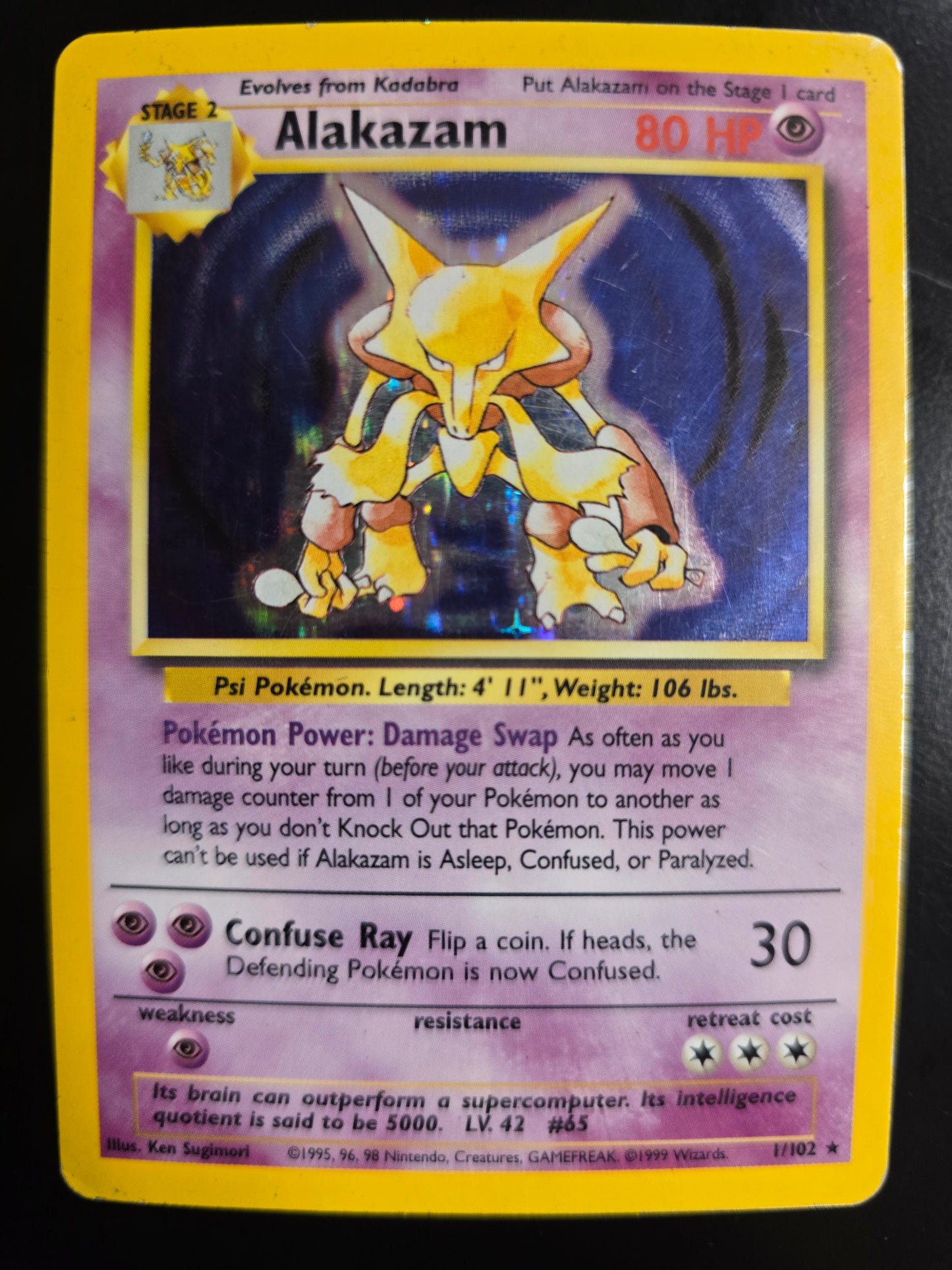 Alakazam 1/102 Base Set Holofoil MP