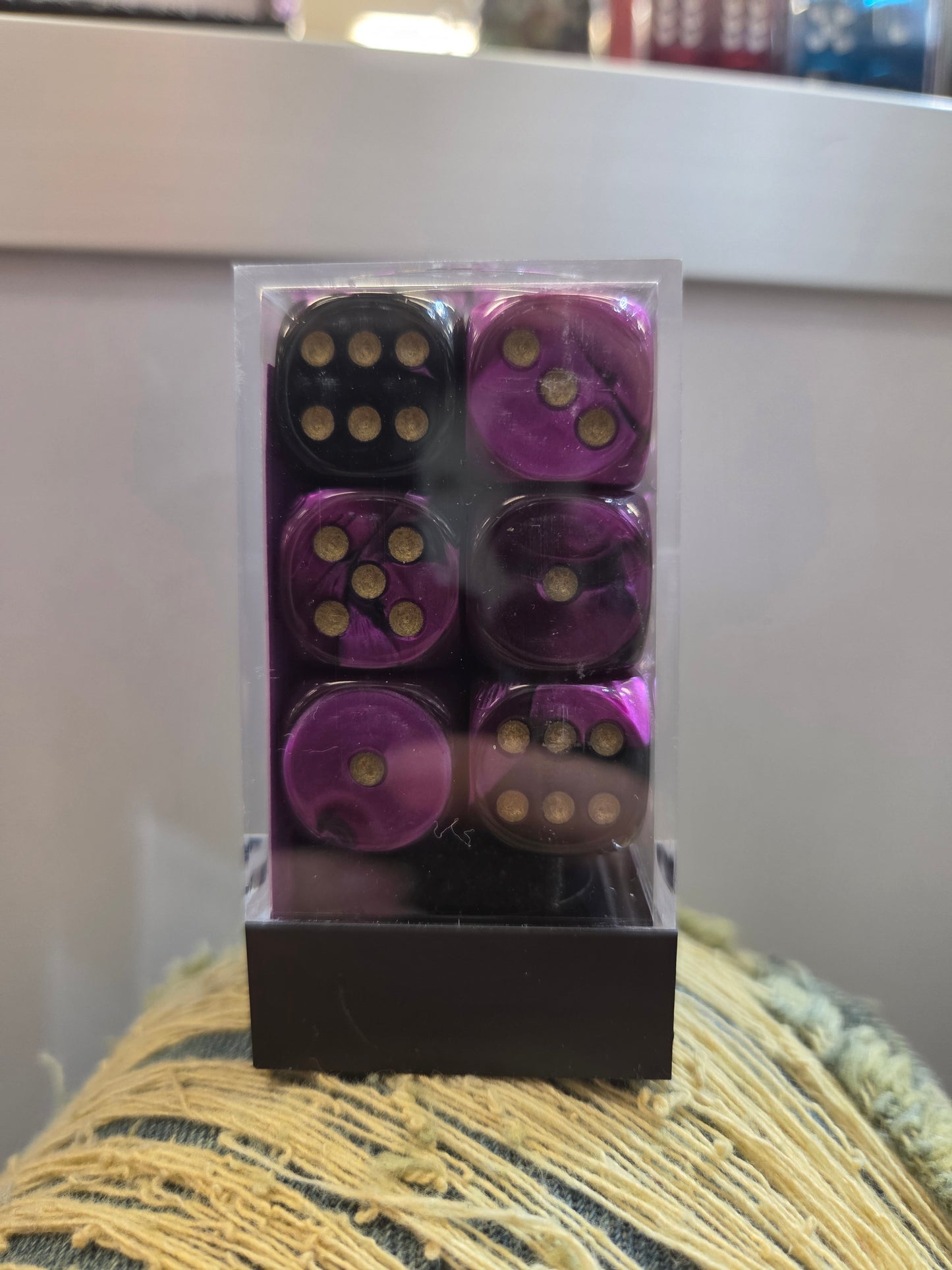 Chessex Dice Black-Purple/Gold set of 12 16mm D6