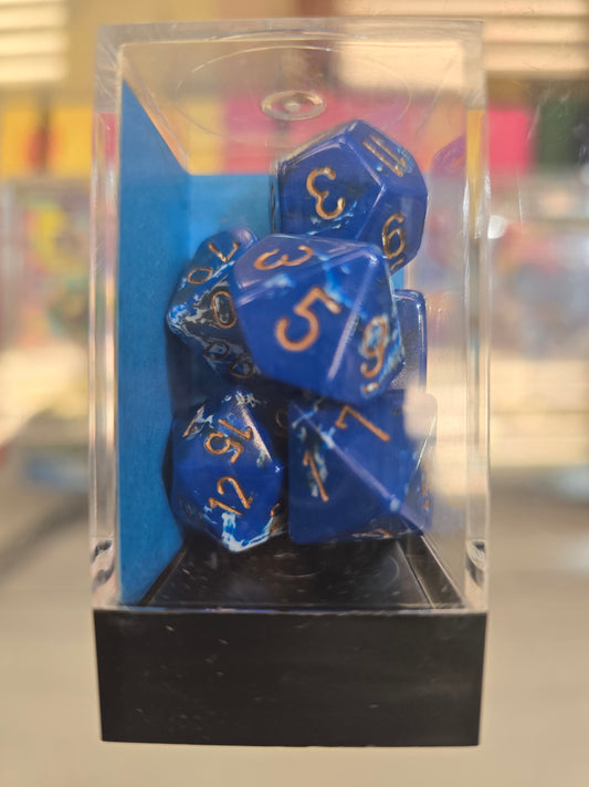 Chessex Brush Dice Polyhedral 7-Die Set Wavebreak/Gold
