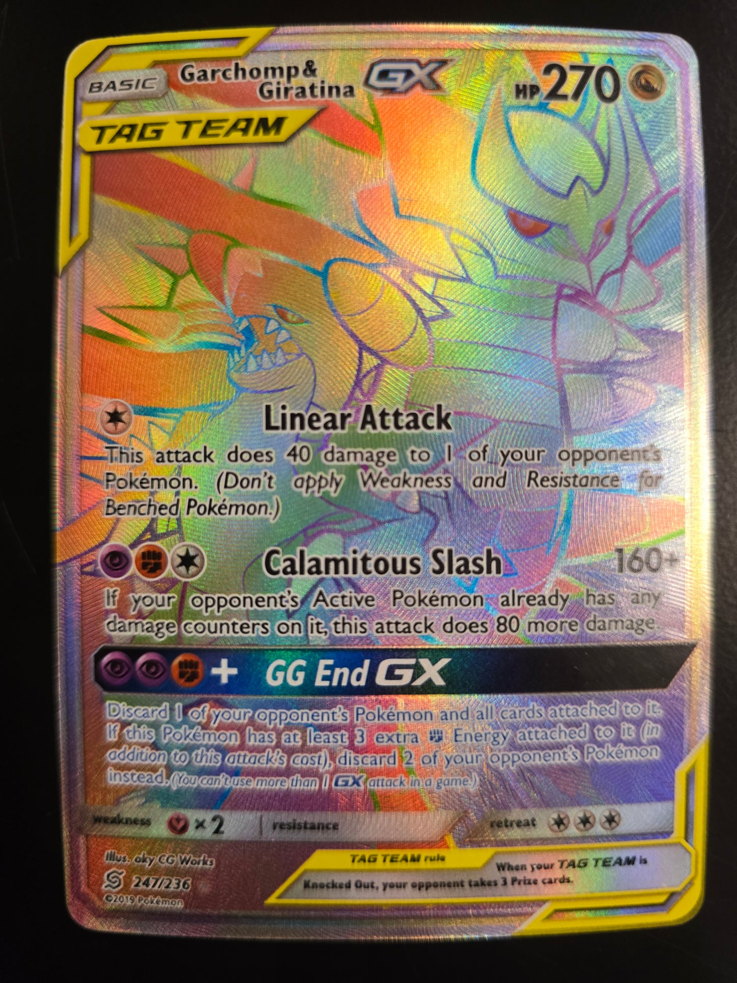 Tag Team Garchomp & Giratina GX 247/236 SM Unified Minds Secret Holofoil NM