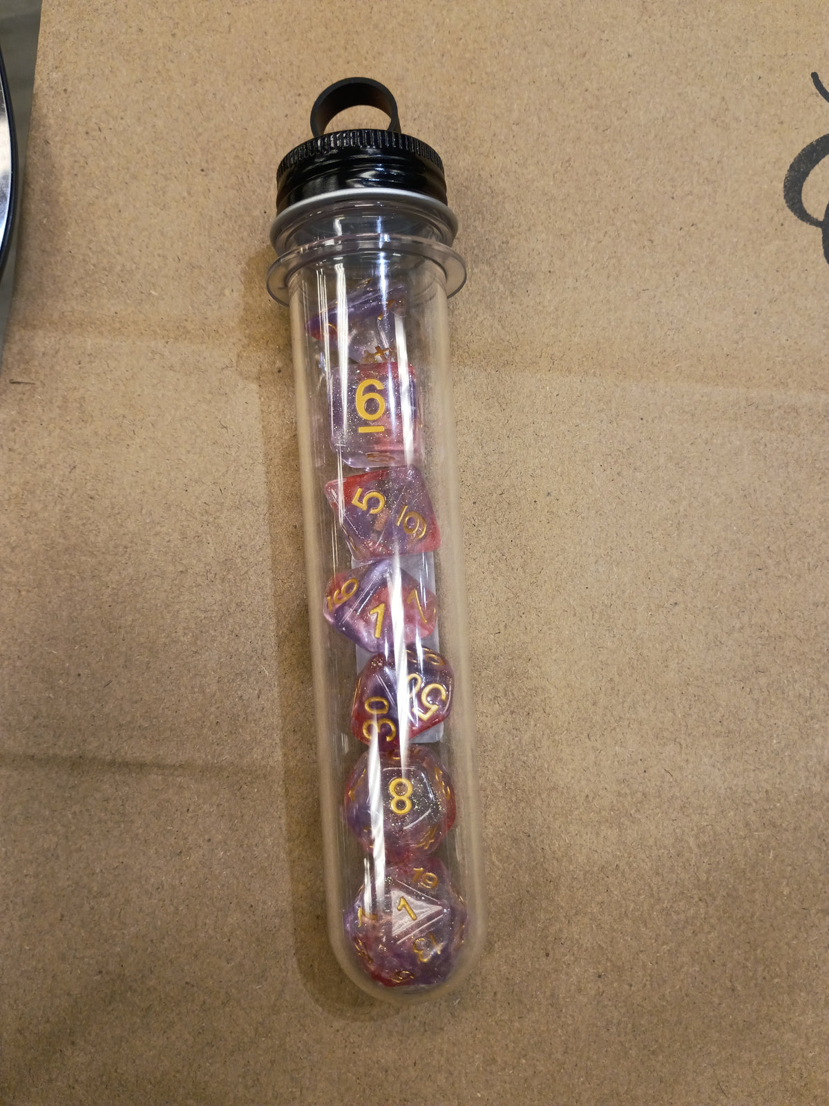 Luminous - Red Ruby Tubed Dice set