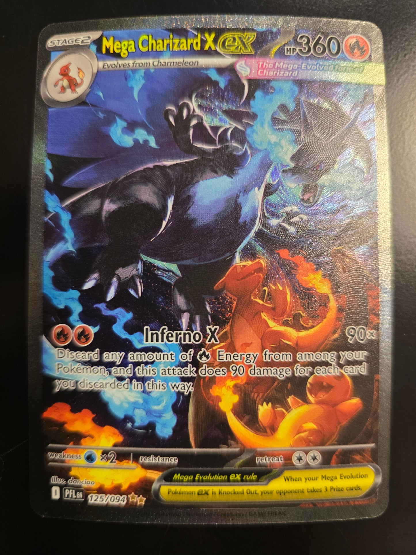 Mega Charizard X Ex 125/094 Phantasmal Flames Holofoil NM