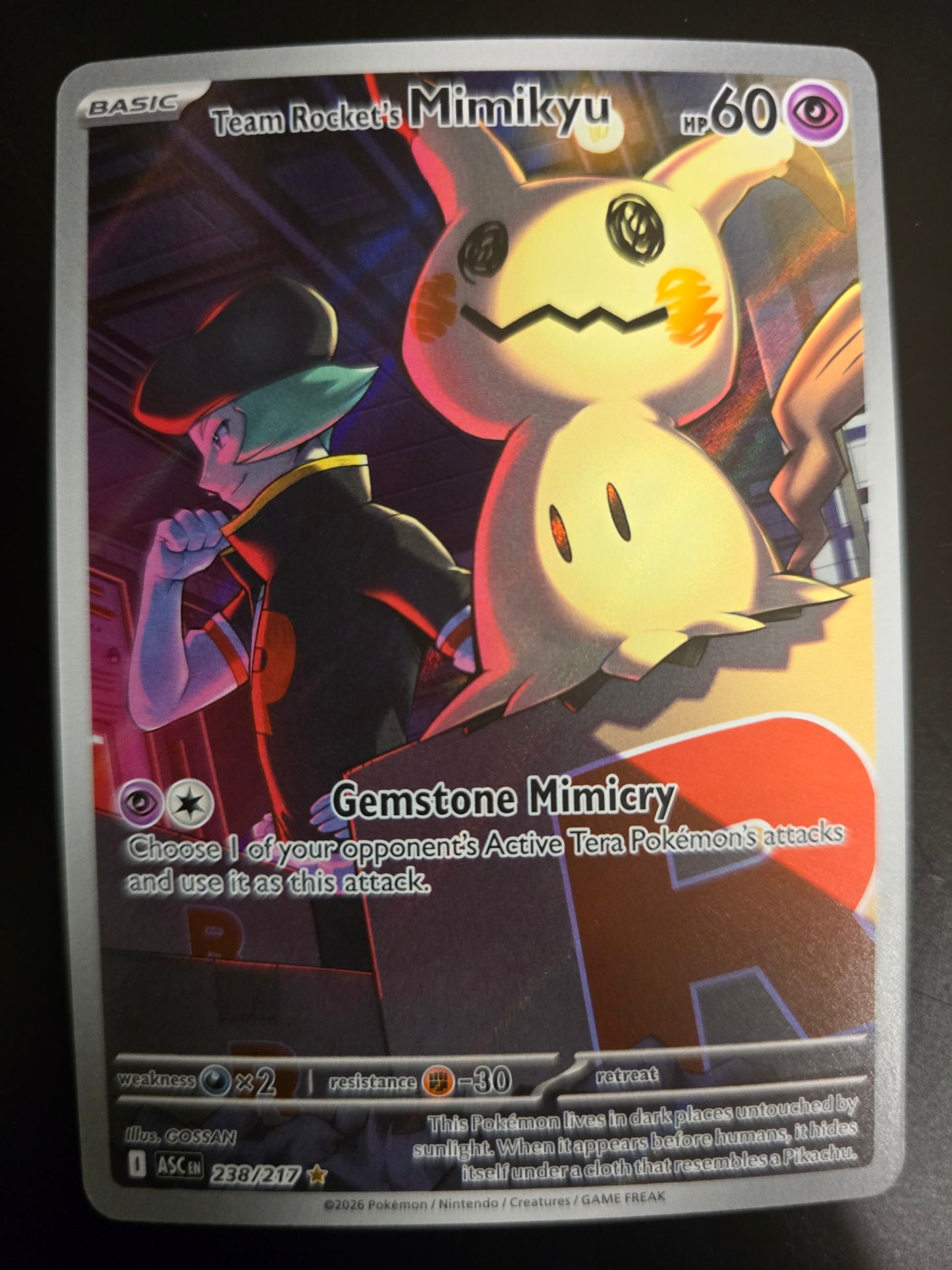 Team Rocket's Mimikyu 238/217 Ascended Heroes Holofoil NM